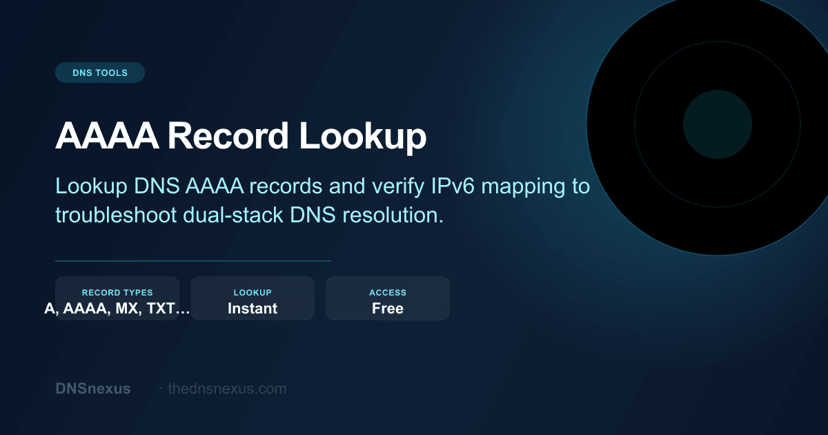 AAAA Record Lookup - IPv6 DNS Record Checker | DNSnexus